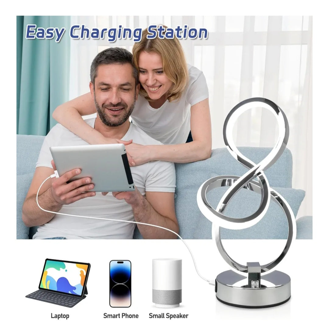 EIDEARAY Modern LED Table Lamp Silver
Touch Control 3 Color Temperatures Stepless Dimmable USB Ports LED Nightstand Lamp Bedside Table Lamp Desk Lamp Bedroom Living Room