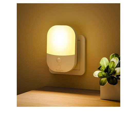 Night Light Plug in Wall with Dusk to Dawn Photocell Sensor, 5 Brightness Levels, ON/Off/AUTO Lighting Mode, 3000K Warm White Night Light for Baby, Hallways, Stairs, Bedrooms, Kitchen, 0.3W, 1 Pack