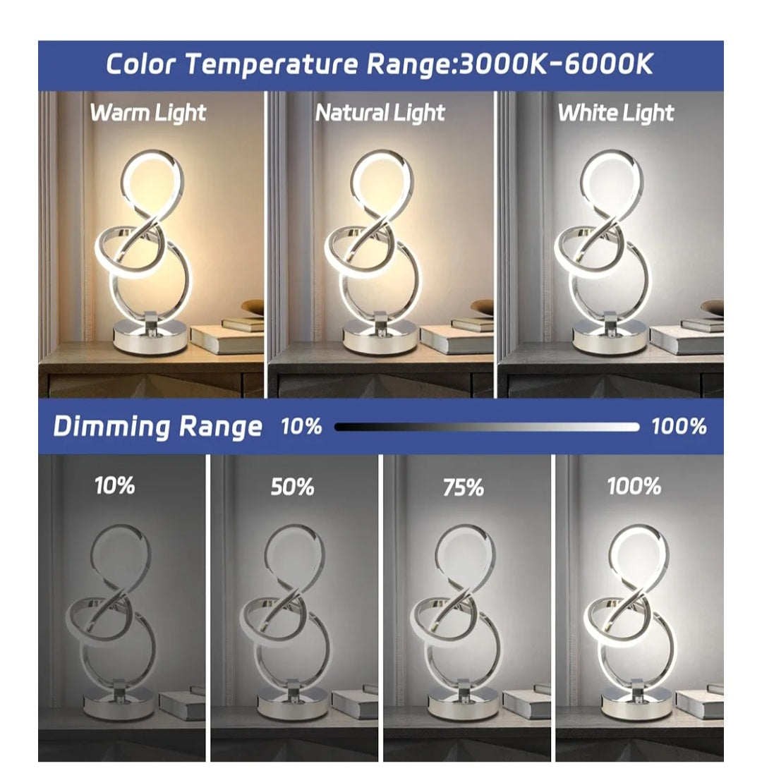 EIDEARAY Modern LED Table Lamp Silver
Touch Control 3 Color Temperatures Stepless Dimmable USB Ports LED Nightstand Lamp Bedside Table Lamp Desk Lamp Bedroom Living Room