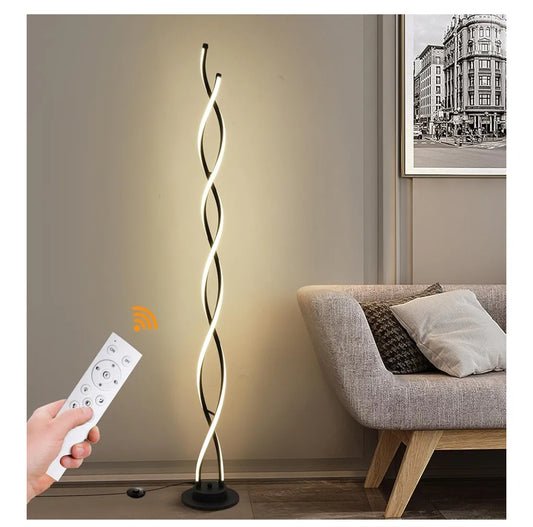 AManLife Floor Lamp,LED Floor Lamps for Living Room,3 Color Temperature & 5 Brightness Levels Standing Lamp,55'' Black Lamps for Living Room with Remote Control and Foot Switch.(with UK Plug)