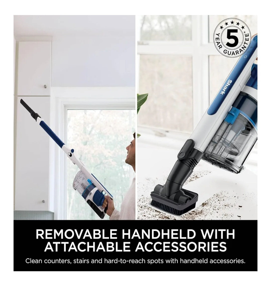Shark PowerPro Cordless Stick Vacuum Cleaner, Lightweight, Floor Detect Technology, Anti-Hair Wrap Technology, Anti-Allergen Complete Seal, Flexible, Handheld mode, Navy Metallic, IZ380UK