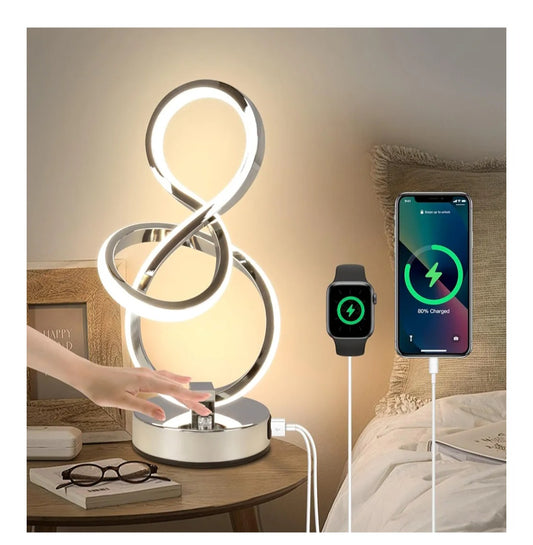 EIDEARAY Modern LED Table Lamp Silver
Touch Control 3 Color Temperatures Stepless Dimmable USB Ports LED Nightstand Lamp Bedside Table Lamp Desk Lamp Bedroom Living Room