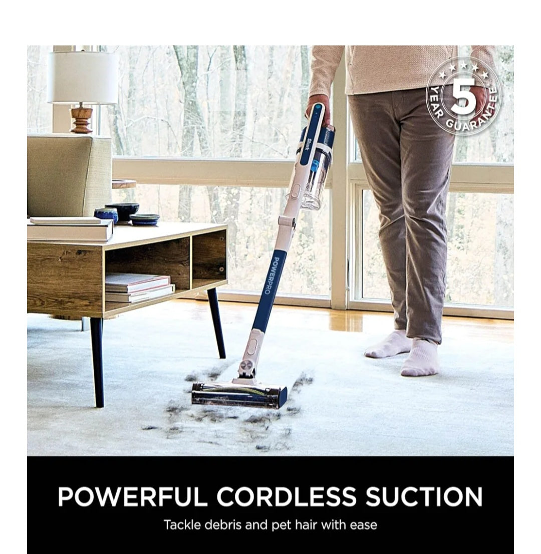 Shark PowerPro Cordless Stick Vacuum Cleaner, Lightweight, Floor Detect Technology, Anti-Hair Wrap Technology, Anti-Allergen Complete Seal, Flexible, Handheld mode, Navy Metallic, IZ380UK