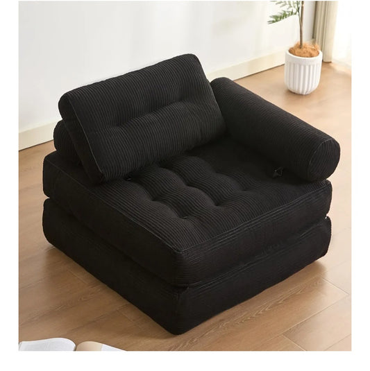 Litbird Foldable 4-in-1 SofaBed – Bean Bag Couch, Boneless Folding Sofas, Floor Lounge Sofa, Guest Bed for Small Spaces, Lounge Seat for Bedroom & Living Room (Black, 37.4 in)